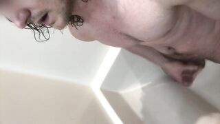 Guy Desperately Rubbing Cock to Moaning Orgasm in Shower