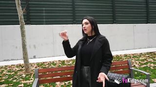 Nelia Estrada shows herself in the street before tasting a BIG COCK!