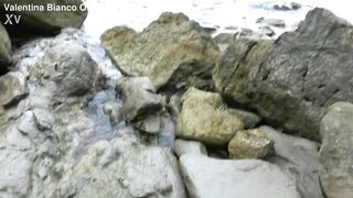 Rough POV SEX with CREAMPIE on the beach rocks