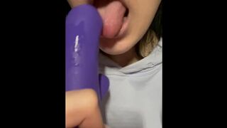 She loves sucking purple cock.