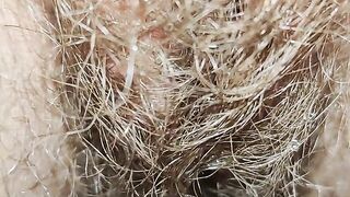 Delicious hairy pussy pissing mega close up