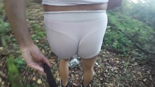 White see through shorts outdoor