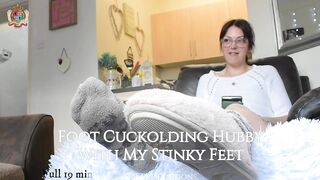 Foot Cuckolding Hubby with my stinky feet