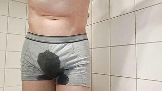 I was desperate too pee after holding up for hours. So I wet my boxers nice and slow.