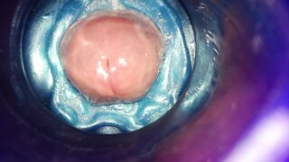 Sloppy precum reverse fleshlight fuck