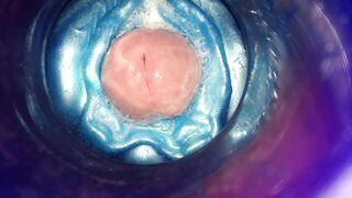 Sloppy precum reverse fleshlight fuck