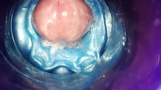 Sloppy precum reverse fleshlight fuck