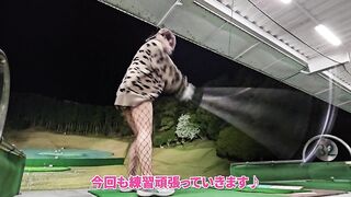 【golf】網タイツで露出【アナルプラグ】