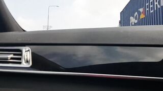 Hot Latina Flashing her Pussy and Tits on a Public HIGHWAY Taking Her PANTIES OFF in the CAR