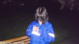 (Preview) Girl in sanitation worker uniform exposed in park, licks the bench and masturbates