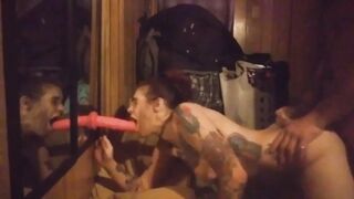 Spitroasting a Sexy Goth Girl with Dildo