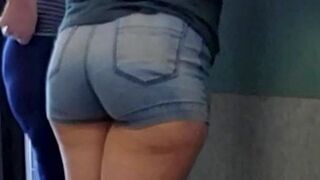 Candid Voyeur Tight Jean Shorts on Thick Teen