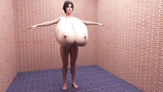 Woman breast expansion growth (3d animation )