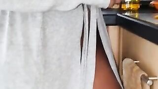 Thick Booty Latina Wife in a Revealing Bathrobe with No PANTIES or BRA On