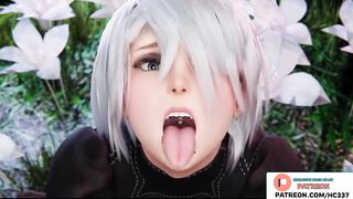 2B PUBLIC BBC BLOWJOB AND GETTING CUM IN MOUTH | BBC HENTAI ANIMATED 4K 60FPS