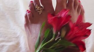 giantess worships her feet, sexy caress to get horny