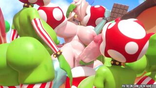 FUTA Princess Peach cumming from deepthroat blowjob 3D animation