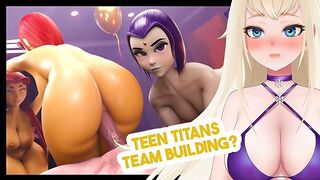 ???? thicc Teen Titans Starfire x Raven hot threesome | horny VTUBER hentai react