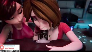 Aunt Cass And Elastigirl Do Hot Double Bbc Blowjob And Getting Cum In Mouth | Hottest Cartoon Hentai