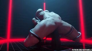 Tomb Raider Lara Croft anal pleasure with a giant dildo 3D animation