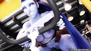 Overwatch widow was fucked hard in the anal while training at the gym