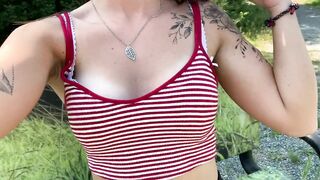 Teen public flashing and masturbating in a park