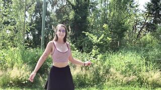 Teen public flashing and masturbating in a park