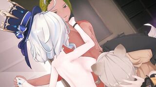 【原神 ハーレム2】フリーナ,リネット,ナヴィアと4pエッチする3Dエロアニメ(フォンテーヌ genshin Furina,Lynette,Navia, harem sex2.)