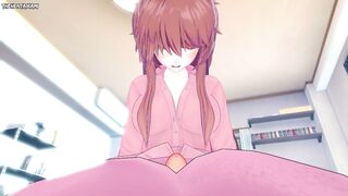 Monika from Doki Doki Literature Club Gives You A Footjob Hentai POV