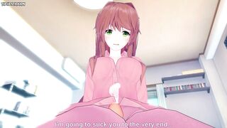 Monika from Doki Doki Literature Club Gives You A Footjob Hentai POV