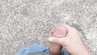 Cold outside! Oh well! Cock out public cumshot!