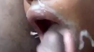 Ebony Slut Receives Big Cum Facial !!