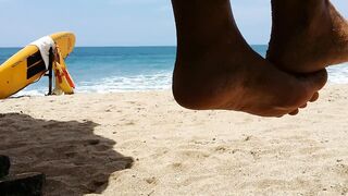 Up Skirt VIEW on Crowded Beach # PUBLIC NO PANTIES,just BUTT PLUG Wearing