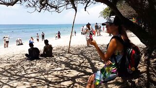 Up Skirt VIEW on Crowded Beach # PUBLIC NO PANTIES,just BUTT PLUG Wearing