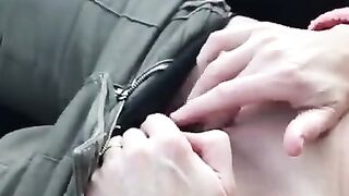 Fingering and cumming in the car