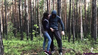 PE Teacher Blowjob and Doggy Fucking in the Forest - Cum