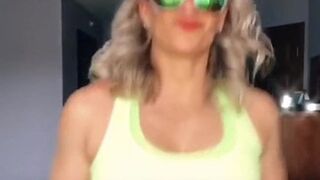 Sexy blonde bouncing boobs