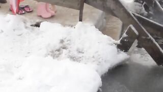 father and daughters ice dip