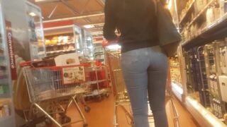 Tight teen ass in jeans shopping