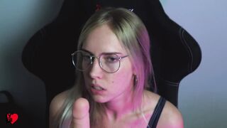 Beautiful Bitch in Glasses Sucking Dildo