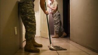 Military Man Fucks Girlfriend in the Toilet