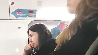 Candid woman in the train