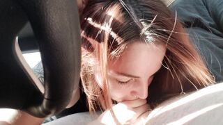 Oral Cream Pie in Car with Beautiful Woman