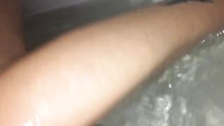 Wife asshole streching in the bathtub