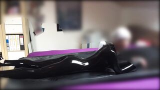 Super Skinny Latex Blonde Gets Rubbed some Dick