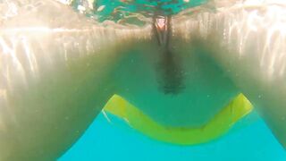 Underwater PUSSY PLAY at Public Beach # FUN from Risky Public Exhibitionism