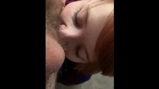 Red Head gives a Rimjob up Close POV