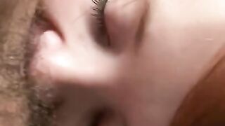 Red Head gives a Rimjob up Close POV