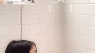 Sneaky Pregnant Girl using Dildo in Bathroom