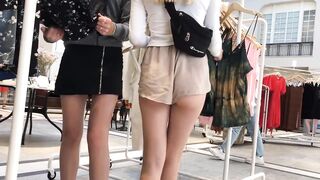 Candid Blonde Teen Ass Cheek Shorts